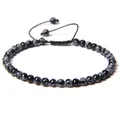 Adjustable 4mm snowflake obsidian stone bead braided bracelet for minimalist yoga style - Adjustable Braided Style / 4MM Bead Diameter / Imported Snowflake Stone