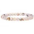 Elegant 6mm natural stone beaded elastic bracelet for women with gray agate texture - 19cm / Patterned Agate