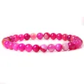 Elegant 6mm striped pink agate beaded elastic bracelet for women, vibrant accessory - Rose Striped Agate