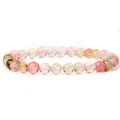 6mm smooth natural stone beaded elastic bracelet for women in mixed pastel colors. - 19cm / Watermelon Rind