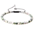 Adjustable 4mm natural stone bead bracelet with black woven cord for yoga and meditation - Adjustable Braided Style / 4MM Bead Diameter / Tree Agate
