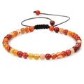 Handmade adjustable 4mm multi-color stone bead braided bracelet for yoga and daily styling - Adjustable Braided Style / 4MM Bead Diameter / Orange Banded Agate