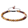 Adjustable 4mm handmade stone bead bracelet featuring multicolor yoga prayer beads - Adjustable Braided Style / 4MM Bead Diameter / Yellow Jasper