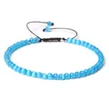 4mm blue cat eye stone bead bracelet with adjustable black braided cord for men and women. - Adjustable Braided Style / 4MM Bead Diameter / Blue Cat's Eye