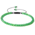 Handmade adjustable 4mm green cat's eye stone beaded bracelet with black woven cord for yoga - Adjustable Braided Style / 4MM Bead Diameter / Green Cat's Eye