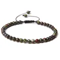 Handmade 4mm natural stone bead bracelet featuring an adjustable woven black cord strap - Adjustable Braided Style / 4MM Bead Diameter / Dragon Blood Stone