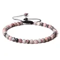 Handmade 4mm natural stone bead adjustable braided bracelet for yoga and meditation - Adjustable Braided Style / 4MM Bead Diameter / Pink Zebra Jasper