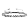 Premium adjustable 4mm metallic grey hematite stone bead braided bracelet for yoga - Adjustable Braided Style / 4MM Bead Diameter / Hematite