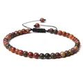 Adjustable 4mm natural stone bead handmade braided bracelet for yoga and daily wear - Adjustable Braided Style / 4MM Bead Diameter / Red Turquoise