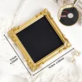 Mini vintage gold embossed magnetic photo frame for fridge, 4.52 inch square display - European Square (A62)