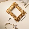Cadre doré orné style européen vintage, accessoire photo, miniature de 9,7x7,8 cm - Style F - Or
