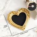 Vintage gold embossed heart-shaped mini photo frame fridge magnet with 10.5cm dimensions - Heart Relief (A65)