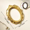 Vintage 3 inch golden magnetic photo frame for fridge with dimensions and back view details - Oval / Gold