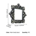 Marco de fotos en miniatura vintage negro y dorado para decoración de casas de muñecas - Mini Marco Tallado (A84-Negro Oro) 10.2x9.1x0.8cm