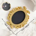 Elegant vintage golden embossed mini photo frame fridge magnet with dimensions 9.3x7.8cm - Classic Oval (A87)