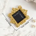 Cornice per foto mini oro vintage europeo in design quadrato ornato con misure - A84 Oro Appendibile (Esterno 10.2x9.1cm)