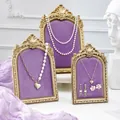 Vintage gold frame jewelry display stand with purple velvet for necklaces and earrings - Antique Gold Purple Style / 6 Inch