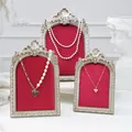 Elegant retro European style jewelry display frame with red velvet insert for necklaces - Antique Silver Red Style / 6 Inch