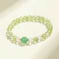 Elegant prehnite and green strawberry quartz beaded bracelet with silver flower spacers - Green Strawberry Quartz Style / Light Green & Clear