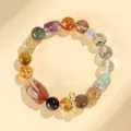 Pulsera de cuentas de cristal natural multicolor con cuarzo rutilado - Pulsera de Cristal Multi-Gema Natural Super Color Tipo B