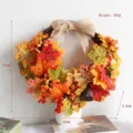 Autumn maple leaf wreath decoration with red berries and burlap bow for harvest festival - Autumn Maple Leaf (Lotus Maple Wreath)