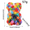 Handmade rainbow PE foam rose bear doll gift 22cm for Valentine's Day and Mother's Day - Bear Shape (M3-34) / 15x15x22cm / Multicolor Patchwork