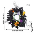 Corona de vela de Halloween con hojas negras y flores de colores, 30 cm de diámetro - Estilo de Flores Pequeñas de Colores / Diámetro Exterior 30cm