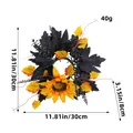 Corona de velas de girasol artificial de Halloween para decoración de mesa 30cm - Girasol / Diámetro Exterior 30cm