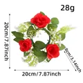 Corona de rosas rojas artificiales para velas, diámetro exterior 20cm e interior 8cm - Estilo Rojo (V3-46) / 20x20x8cm / Rojo