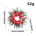 Anillo de corona de velas de bayas rojas y eucalipto artificial de 25 cm para Navidad - Estilo de Hoja Fina de Eucalipto Rojo Denso / Diámetro Exterior 25cm/Diámetro Interior 7cm