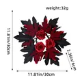 Halloween candle wreath with red roses and black maple leaves, diameter 30cm, 32g weight - Black Maple Leaf / Outer Diameter 30cm