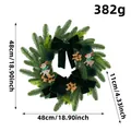 Dark green Christmas wreath with velvet bows, gold berries and reindeer, 48cm - Dark Green Gold Berry Reindeer Christmas Wreath
