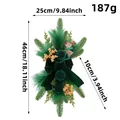 Professional dark green Christmas teardrop swag with velvet bow, gold berries, and reindeer - Dark Green Gold Berry Reindeer Christmas Conical Swag