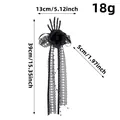 Halloween skeleton hand hair clip featuring a black rose and long lace ribbons, 39cm length - Black Flower Style (D3-29)
