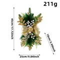 Artificial teardrop Christmas swag wreath decoration with golden bow and silver berries - Small Gold Bow Style