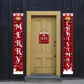 Pancartas de porche Merry Christmas a cuadros rojos y negros y letrero Joy para puerta - Estilo de Campana (X2-7)