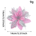 Fleur de poinsettia décorative rose et argent avec paillettes pour Noël, 14 cm. - 14cm / Rose