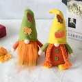 Set of two cute autumn gnome plush toys featuring orange beard and braided hair - Autumn Doll Style (E3-9/10) / 2 Piece Set