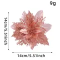 Fleur de Noël rose pailletée 14cm variante de taille pour décoration festive sapin - 14cm / Or rose