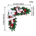 Ghirlanda natalizia ad angolo per porta con palline rosse e stella di Natale, 60x60 cm - Stile Fiore Bianco (Z1-38)