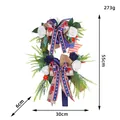 Patriotic USA Independence Day floral door wreath with burlap bows and star patterns - J2-30 Independence Day Double Bow Wreath