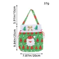Weihnachtlicher Stoff-Geschenkbeutel mit Weihnachtsmann-Applikation, Maße 25x20x15cm - Schneeflocke Handtasche Grün Weihnachtsmann