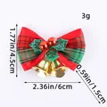 Red Christmas bow decoration with gold bells and green leaves for holiday tree decor - Bowknot Pendant (W2-20) / Red & Green Plaid with Green Leaves