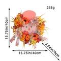Corona de cosecha de otoño con cara de espantapájaros, girasoles y calabazas - 15.75 pulg - Decoración de Espantapájaros de Otoño (V3-42)