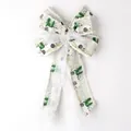 Handmade Christmas tree bow ornament featuring truck prints and a silver glitter reindeer - White Car Style