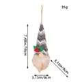 Christmas gnome plush ornament with dimensions shown, grey knitted hat decoration - 19x8cm / Grey White Waves