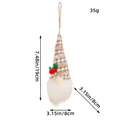 Handmade Christmas plush gnome hanging ornament with size measurements and 35g weight - 19x8cm / Cream White Striped