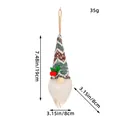 Handmade Christmas gnome plush hanging ornament with green knit hat and white beard - 19x8cm / Grey Green Waves