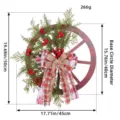 Corona navideña de rueda de carro con agujas de pino artificiales, bayas y piñas. - Corona de Rueda Navideña (H3-29) / 40cm Diámetro (Con Piñas de Pino)