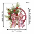 Corona de Navidad rústica de rueda de madera con piñas y bayas, vista SKU de 40 cm de altura - Corona de Rueda Navideña (H3-30) / 30cm Diámetro (Con Piñas de Pino)